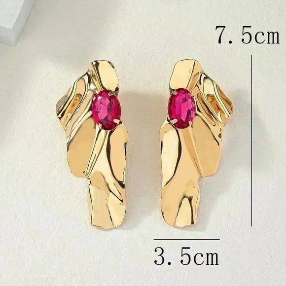 Multicolor Women's Exaggerated Sea Wave Shape Luxurious Earrings - Picture 4 of 6